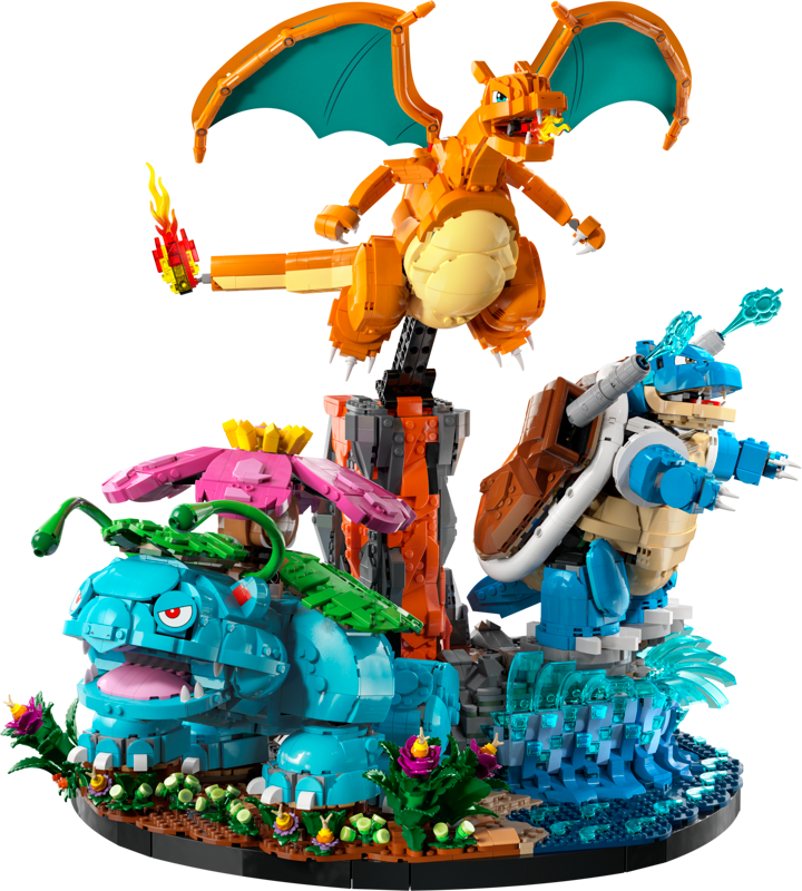 Venusaur, Charizard, and Blastoise