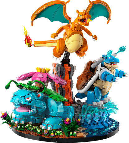 Venusaur, Charizard, and Blastoise