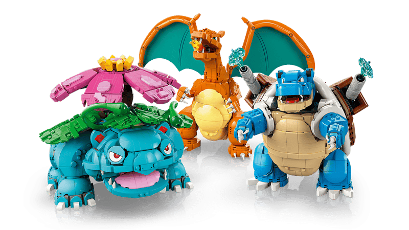 Venusaur, Charizard, and Blastoise